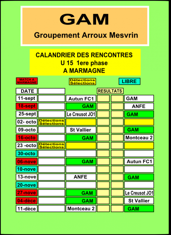 calendrier match foot