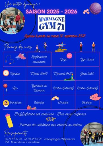 Reprise des séances à Marmagne Gym 71