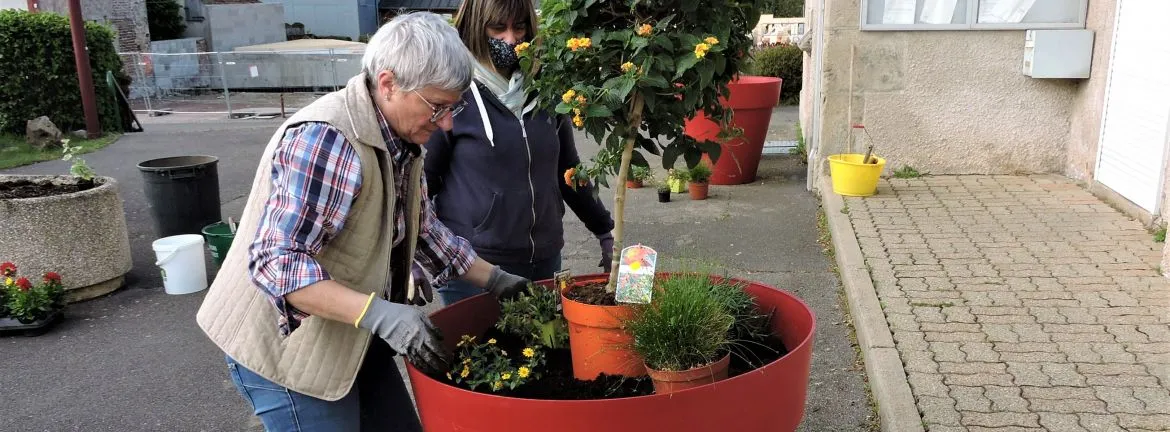 La commission fleurissement réalise les plantations de fleurs et plantes vivaces 