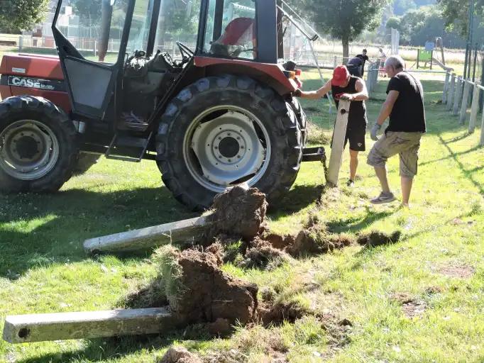 Le terrain de foot du Chambon en travaux