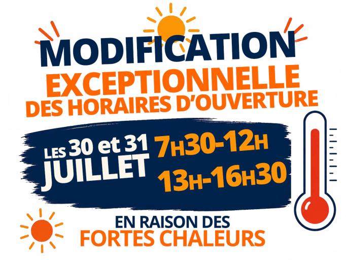Modification horaires d'ouverture du secr&eacute;tariat