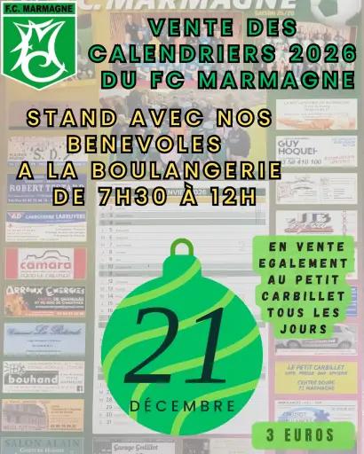 Le calendrier 2026 du FC Marmagne est arriv&eacute;