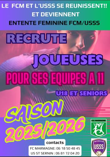 Le FC Marmagne et l'US St Sernin s'associent pour les féminines seniors et 18 ans