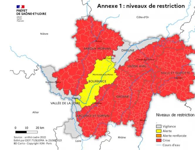 La commune passe au niveau de vigilance maxi de crise pour l'eau