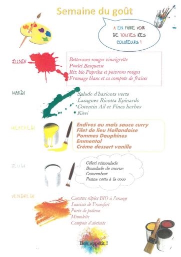 Semaine du goût à la cantine du 12 au 17 octobre